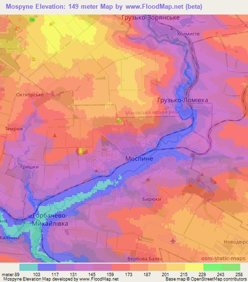 Mospyne,Ukraine Elevation Map