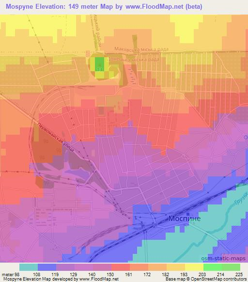 Mospyne,Ukraine Elevation Map