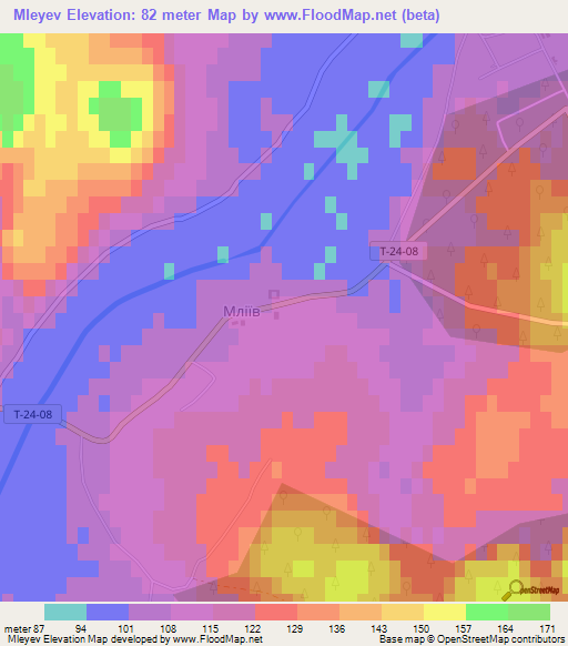 Mleyev,Ukraine Elevation Map