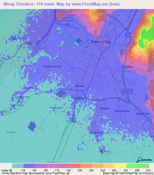 Minay,Ukraine Elevation Map