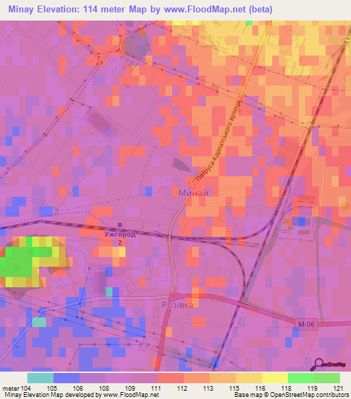 Minay,Ukraine Elevation Map