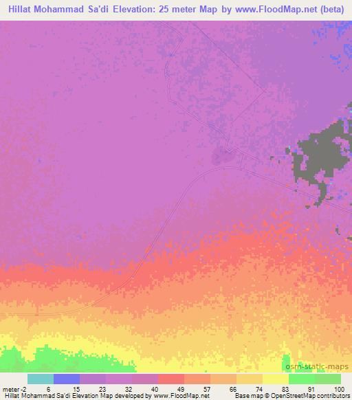 Hillat Mohammad Sa'di,Sudan Elevation Map