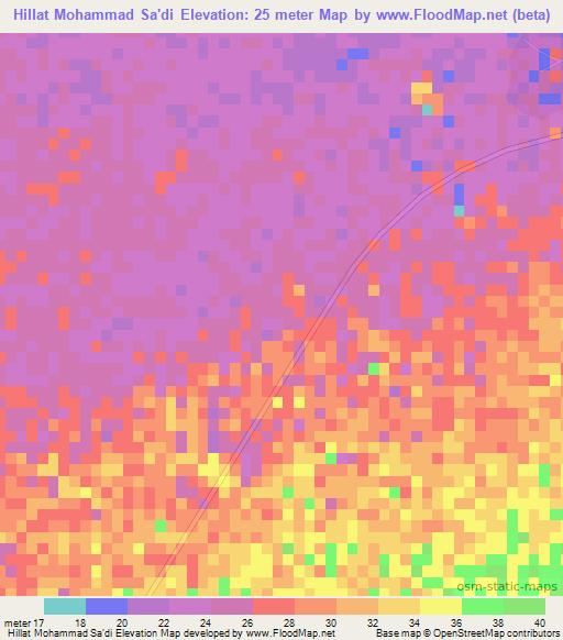 Hillat Mohammad Sa'di,Sudan Elevation Map