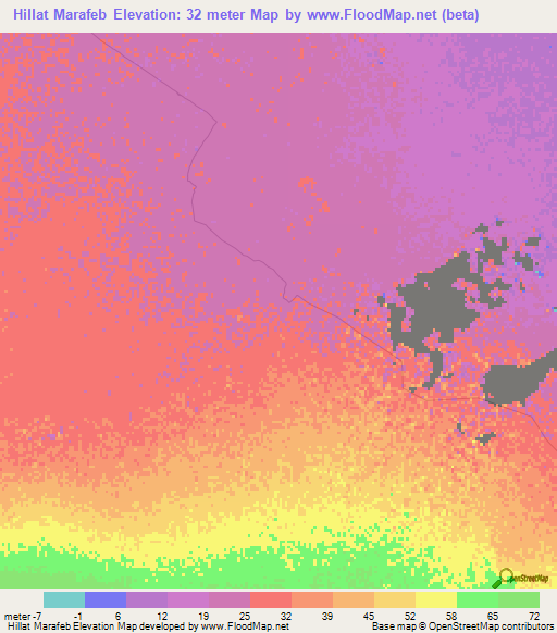 Hillat Marafeb,Sudan Elevation Map