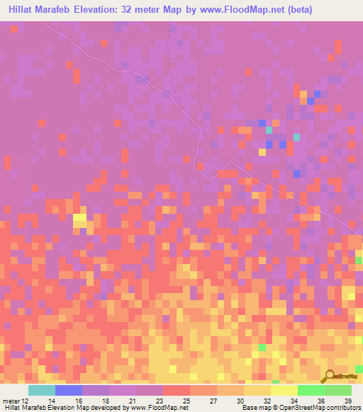 Hillat Marafeb,Sudan Elevation Map