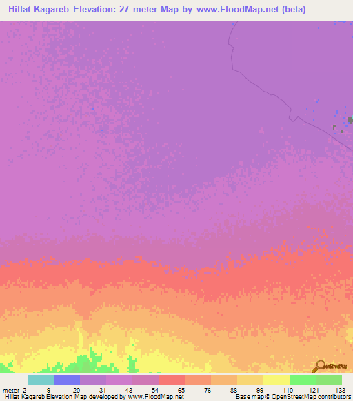 Hillat Kagareb,Sudan Elevation Map