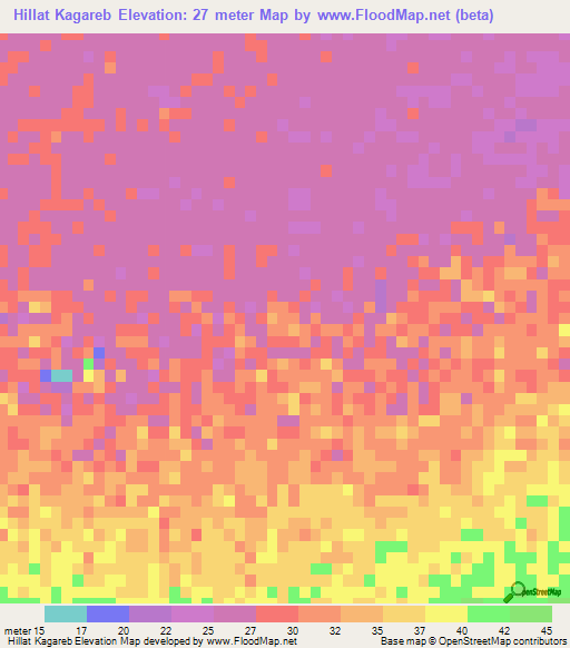 Hillat Kagareb,Sudan Elevation Map