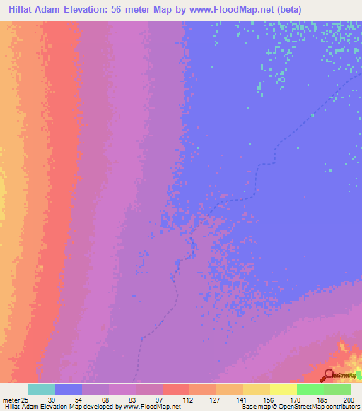 Hillat Adam,Sudan Elevation Map
