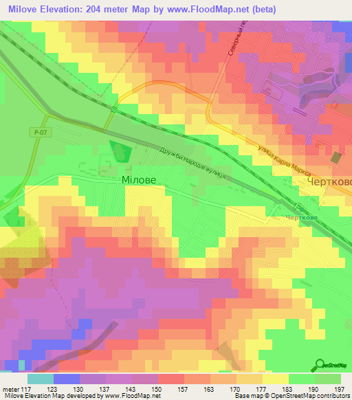 Milove,Ukraine Elevation Map