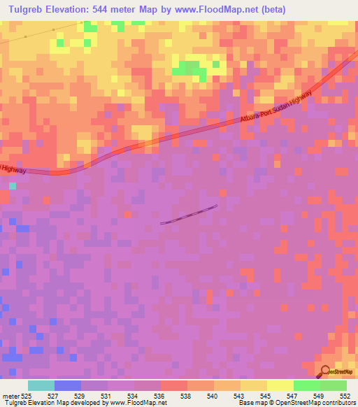 Tulgreb,Sudan Elevation Map