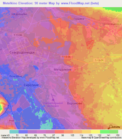 Metelkino,Ukraine Elevation Map