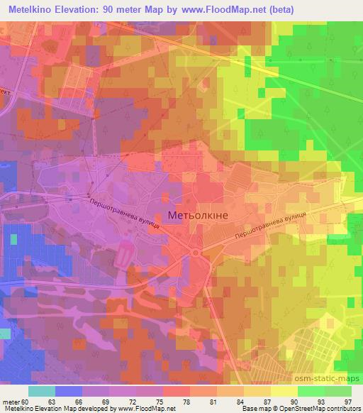 Metelkino,Ukraine Elevation Map