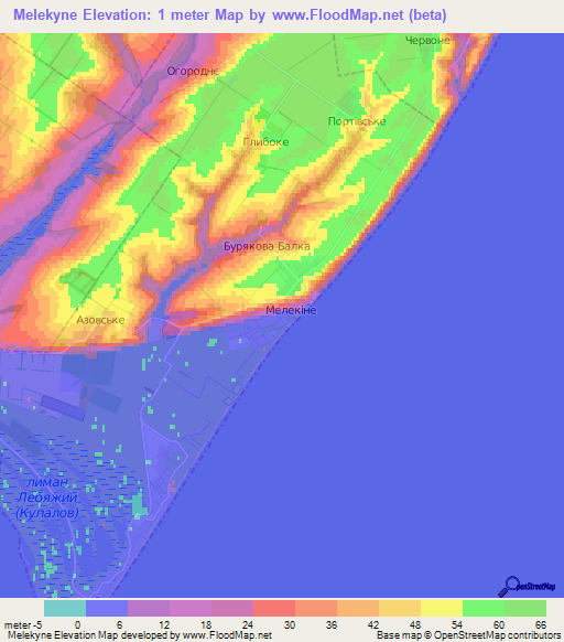 Melekyne,Ukraine Elevation Map