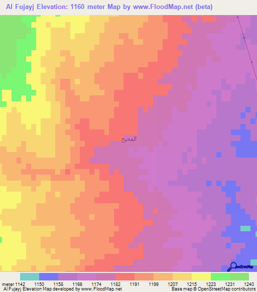 Al Fujayj,Jordan Elevation Map