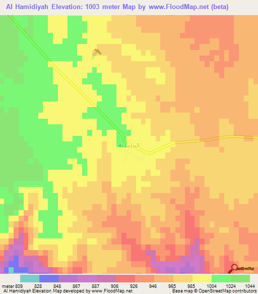 Al Hamidiyah,Jordan Elevation Map