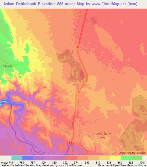 Askan Dabbabnah,Jordan Elevation Map