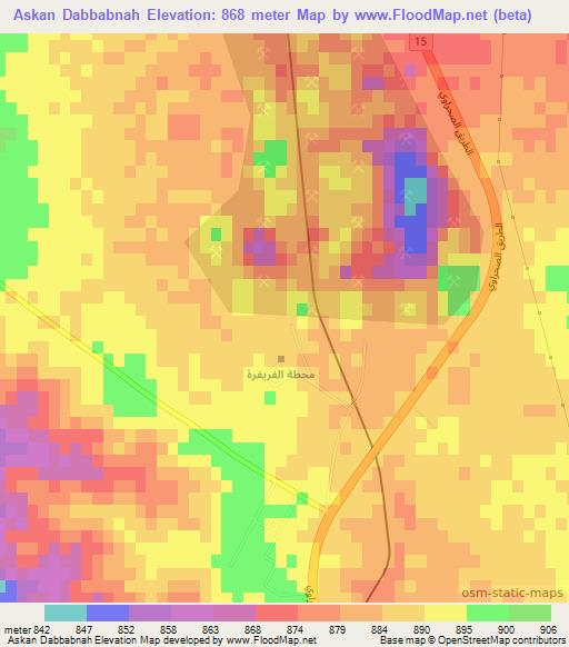 Askan Dabbabnah,Jordan Elevation Map