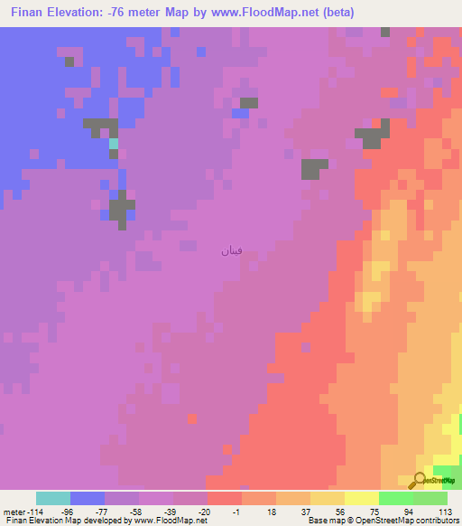 Finan,Jordan Elevation Map