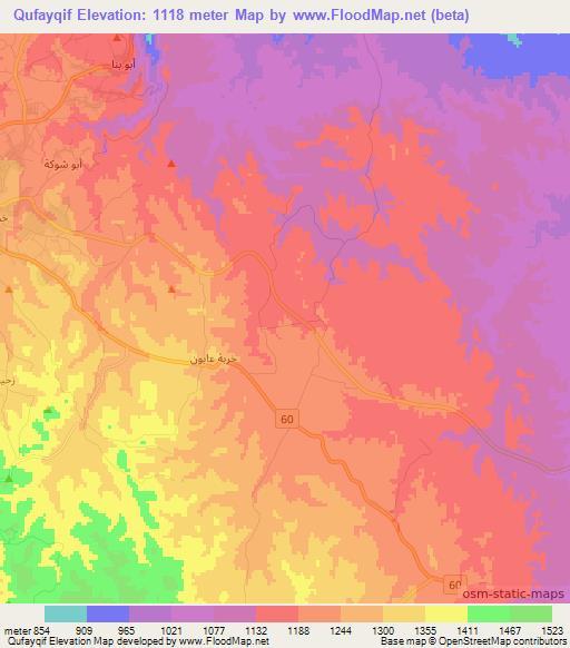 Qufayqif,Jordan Elevation Map