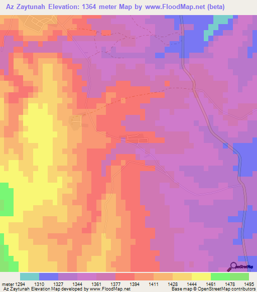 Az Zaytunah,Jordan Elevation Map