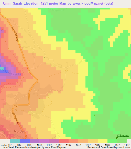 Umm Sarab,Jordan Elevation Map
