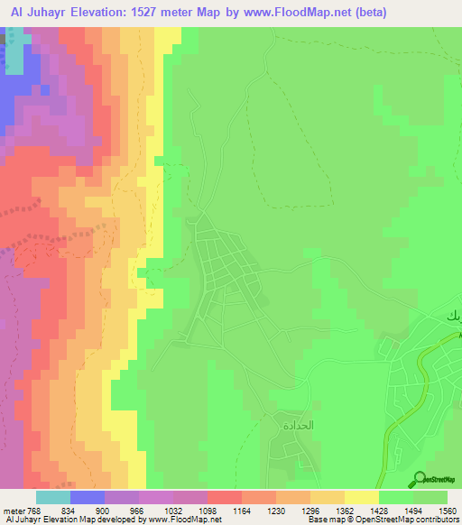 Al Juhayr,Jordan Elevation Map