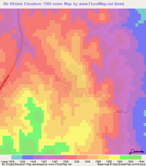 Bir Khidad,Jordan Elevation Map