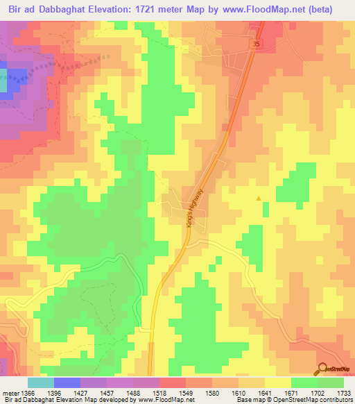 Bir ad Dabbaghat,Jordan Elevation Map