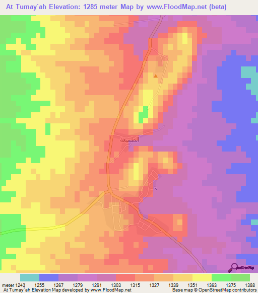At Tumay`ah,Jordan Elevation Map