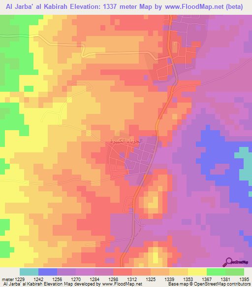 Al Jarba' al Kabirah,Jordan Elevation Map