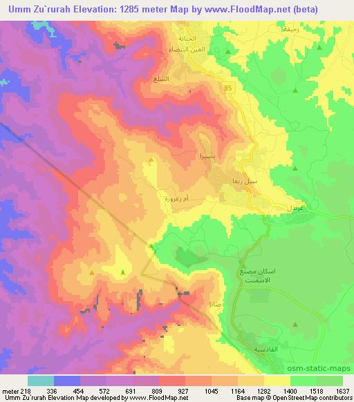 Umm Zu`rurah,Jordan Elevation Map