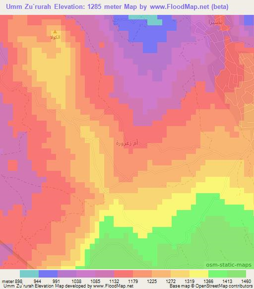 Umm Zu`rurah,Jordan Elevation Map