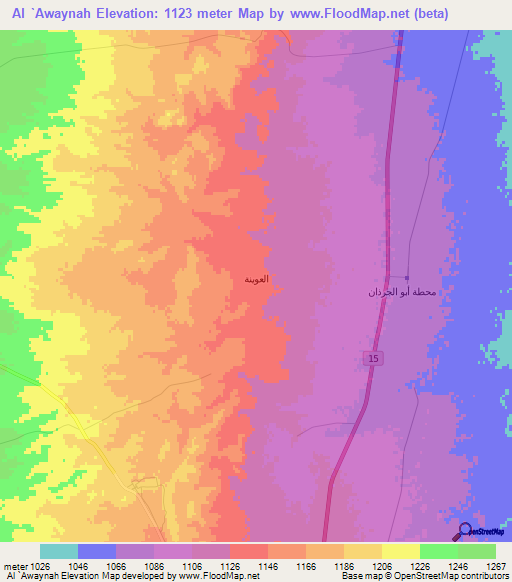 Al `Awaynah,Jordan Elevation Map