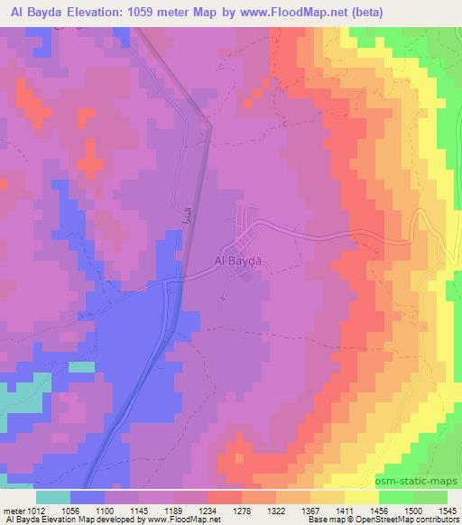 Al Bayda,Jordan Elevation Map