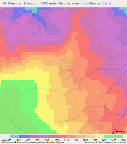 Al Mansurah,Jordan Elevation Map