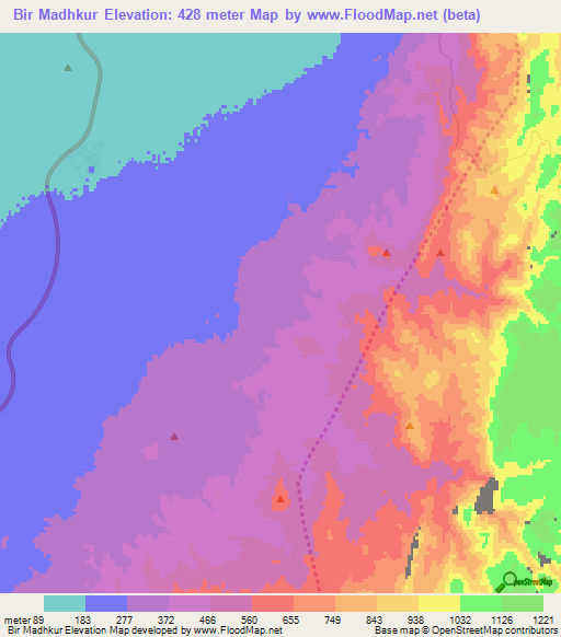 Bir Madhkur,Jordan Elevation Map