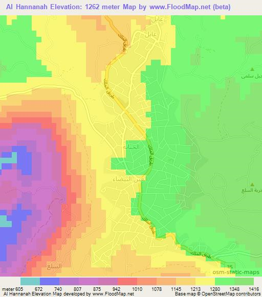 Al Hannanah,Jordan Elevation Map