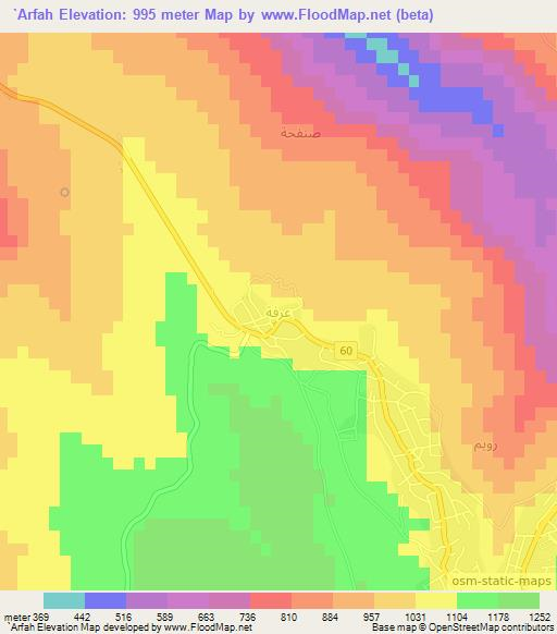 `Arfah,Jordan Elevation Map
