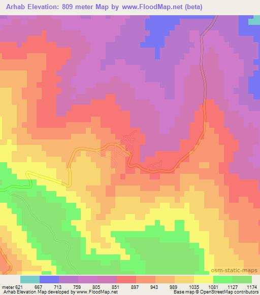 Arhab,Jordan Elevation Map
