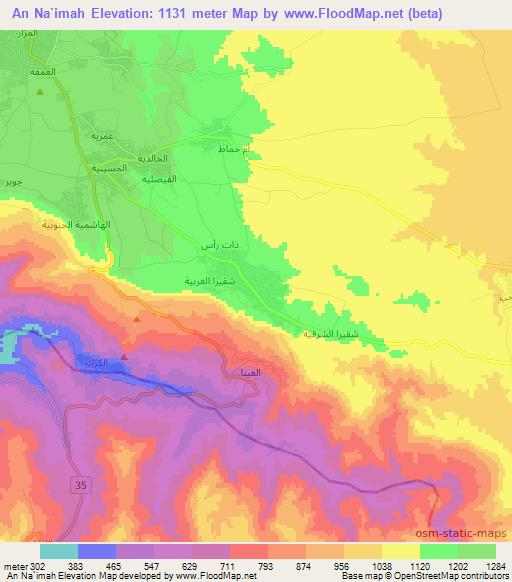 An Na`imah,Jordan Elevation Map