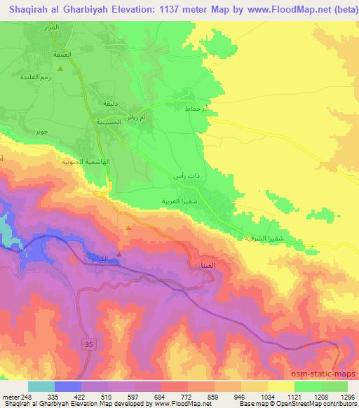 Shaqirah al Gharbiyah,Jordan Elevation Map