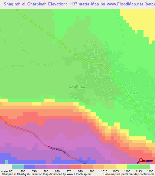 Shaqirah al Gharbiyah,Jordan Elevation Map
