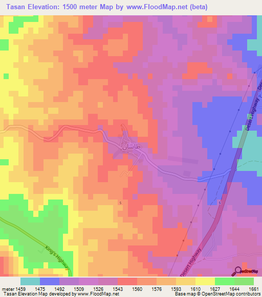Tasan,Jordan Elevation Map