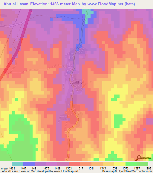 Abu al Lasan,Jordan Elevation Map