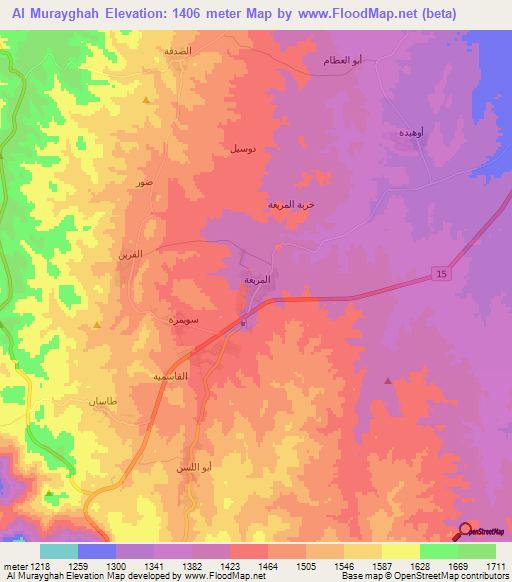 Al Murayghah,Jordan Elevation Map