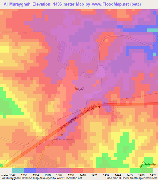 Al Murayghah,Jordan Elevation Map