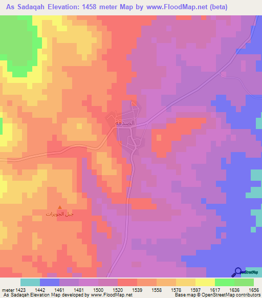 As Sadaqah,Jordan Elevation Map