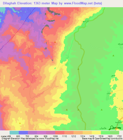 Dilaghah,Jordan Elevation Map