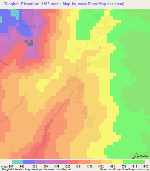 Dilaghah,Jordan Elevation Map