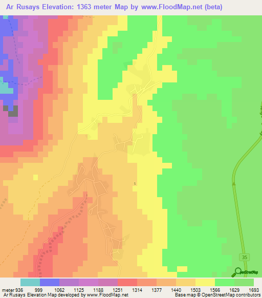 Ar Rusays,Jordan Elevation Map